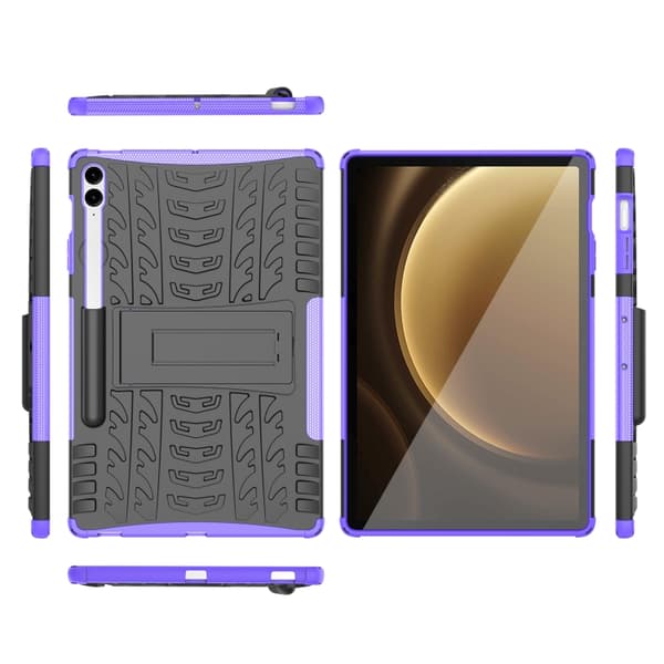 Samsung Galaxy Tab S9 FE+ Fodral med Hållare i TPU + PC med Däcktextur Lila
