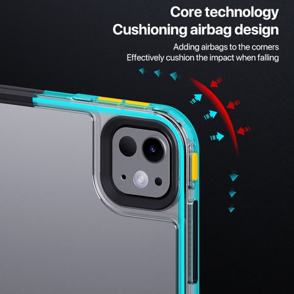 iPad Pro 13 2024 Skal - Ming Shield Series PC Hybrid TPU Tablet Case Blå