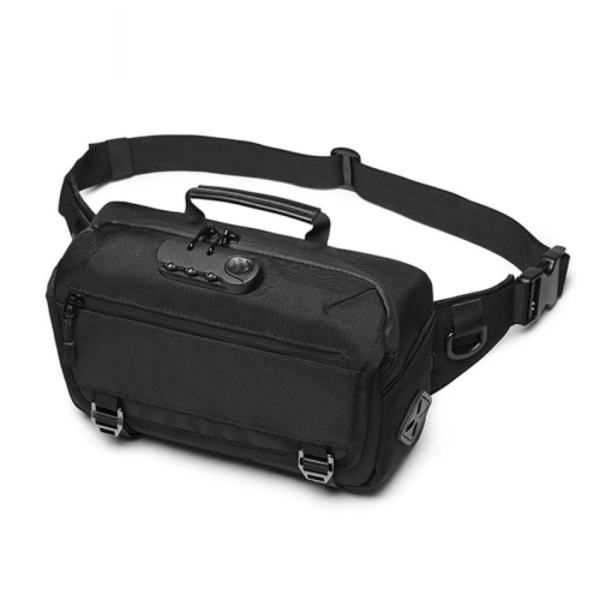 Ozuko 9257 Herr Utomhus Sport Midjeväska Anti-Stöld Axelväska Svart