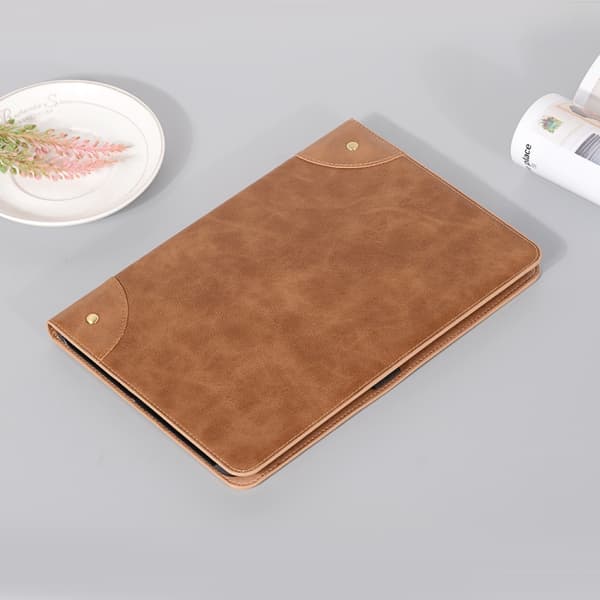 Samsung Galaxy Tab S9 FE Retro Läderfodral Ljusbrun