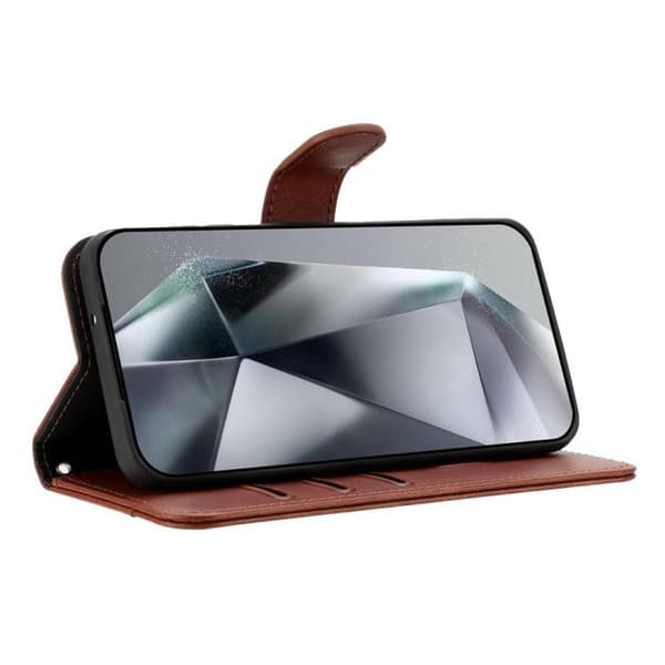 iPhone 18 Pro Max / iPhone 17 Pro Max Skal läderfodral - dubbelvikt S-form Kaffe
