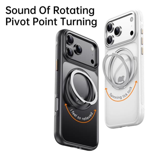 iPhone 17 Pro Max Skal med 360-graders rotation och MagSafe-hållare Vit