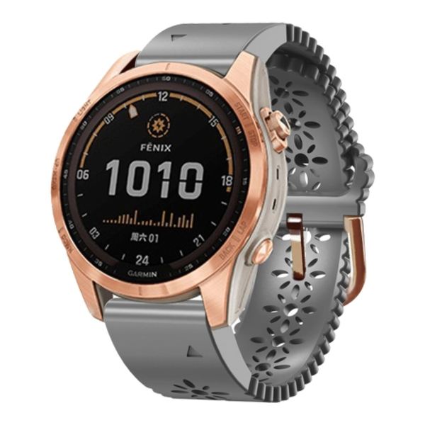 För Garmin Fenix ​​7S / 6S / 5S Quick Release Lace Silikon Watch Band Grey