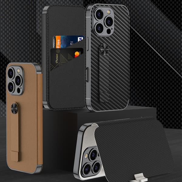 iPhone 16 Pro Max GKK Plating Phantom Flip Fodral med MagSafe - Skal för iPhone 16 Pro Max Kolfiber