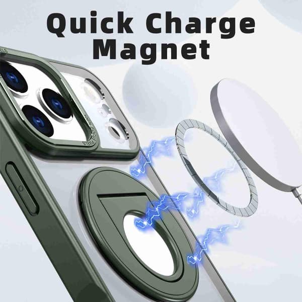 iPhone 18 Pro Max / iPhone 17 Pro Max Skal med roterande ring och magnetisk hållare Grön