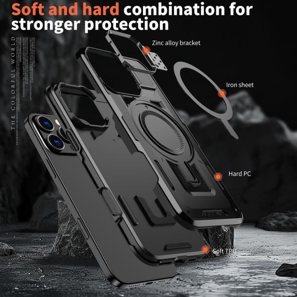 iPhone 16 Pro Max Skal med Shield Hollow Frame och MagSafe Svart