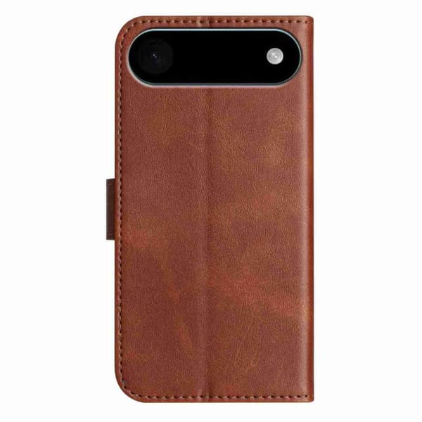 iPhone 17 Air Skal läderfodral med dubbelvikning och S-form Kaffe