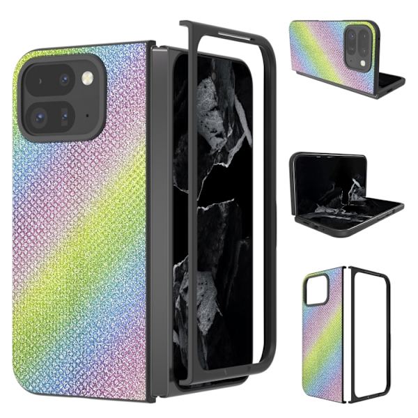för Pixel 9 Pro Fold - Diamond Frame Edge Full Coverage Skal Regnbågsdiamant