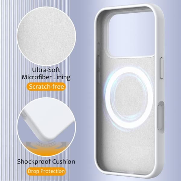 iPhone 18 Pro Max / iPhone 17 Pro Max Shockproof Silikon Skal med MagSafe Vit