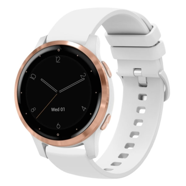 För Garmin Vivoactive 4S 18mm enfärgad mjuk watch White