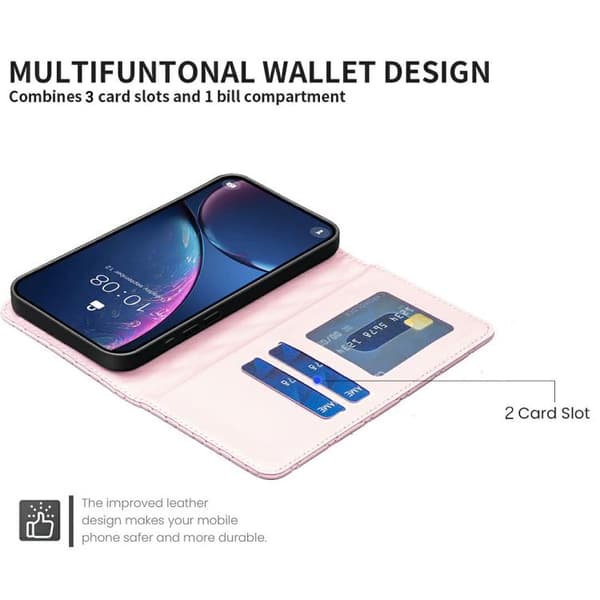 iPhone 18 Pro / iPhone 17 Pro Diamantgaller Magnetisk Läder Flip Skal Rosa