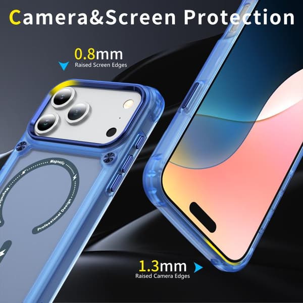 iPhone 18 Pro Max / iPhone 17 Pro Max Skal - TPU + PC med MagSafe Magnetisk Transparent blå