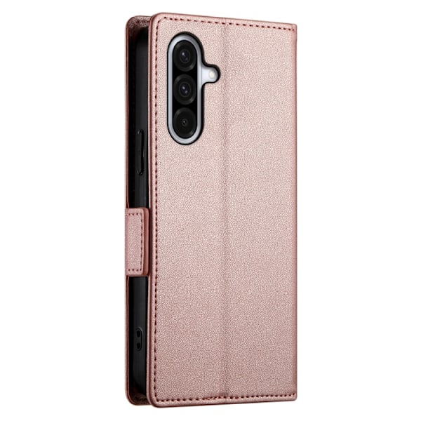 Samsung Galaxy A26 5G Skal med Magnetisk Frostad Läder och Sidobuckle Roséguld