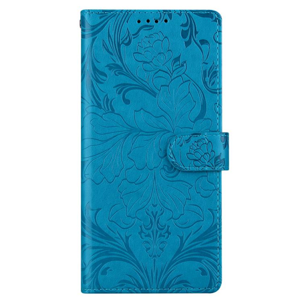 Redmi Note 14 5G - Prägad Blommönster Läderfodral Blå