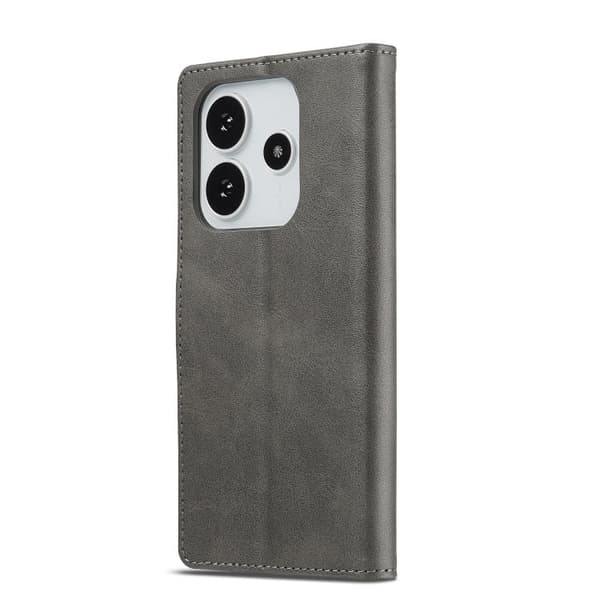 Redmi Note 14 4G - LC.IMEEKE Kalvskinn Läderfodral Grå