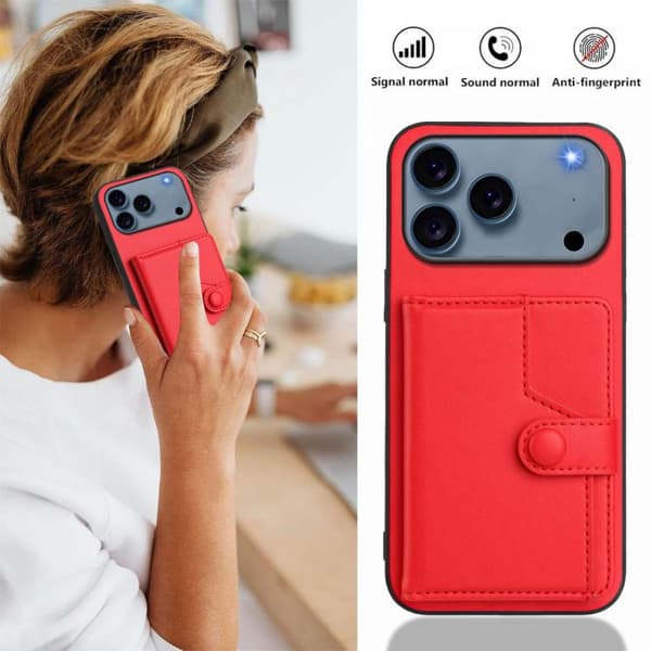 iPhone 17 Pro Skal med RFID-säkerhet och kortfack Röd