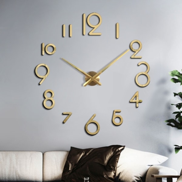 Kreativ DIY Akrylklocka Hem Digital Väggklocka (Guld)