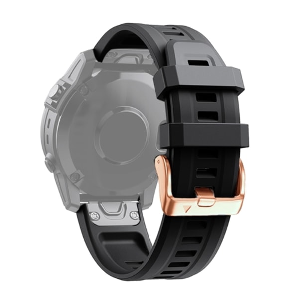 För Garmin Fenix ​​7S 20mm Rose Gold Spänne Silikon Watch Band Black