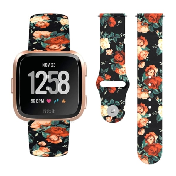 För Fitbit Versa 2 / Lite 22 mm omvänt spänne printed watch Red Rose