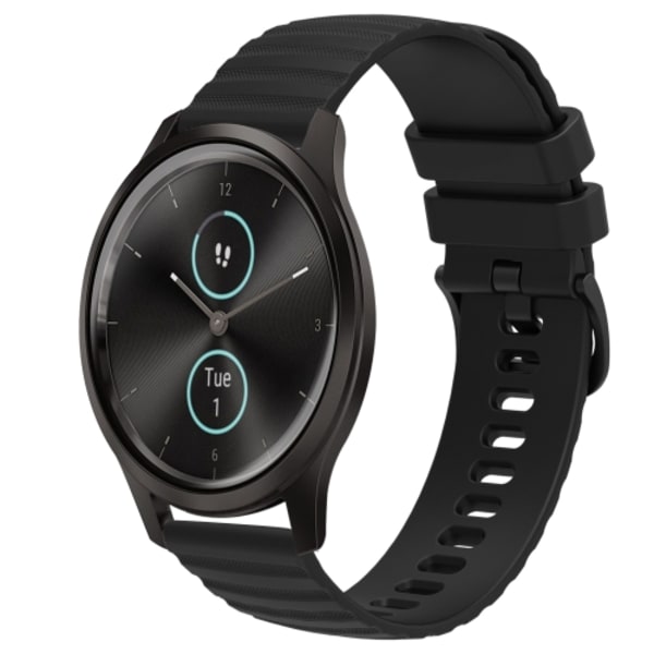 För Garminmove Style 20 mm Wavy Dot Pattern Solid Color Silikon Watch Band Black