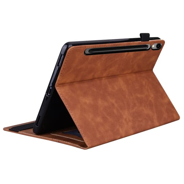 Samsung Galaxy Tab S9 FE+ Stötsäker Läderfodral Brun