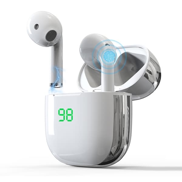 K6 TWS LED Digital Display Bluetooth 5.1 Hörlurar med Laddningsbox Vit