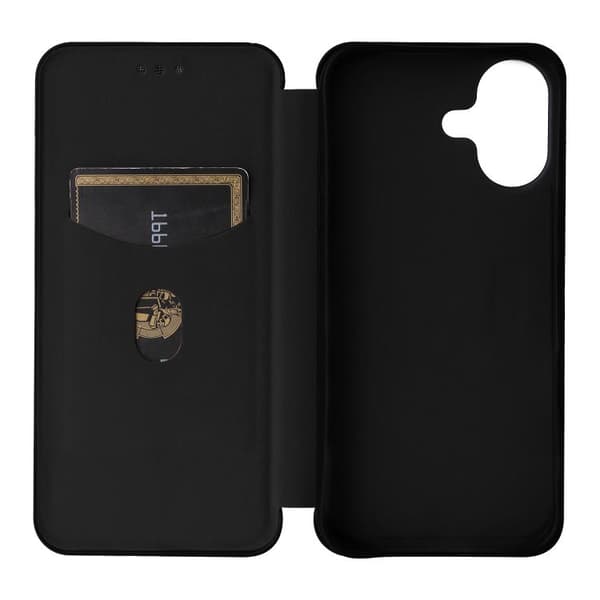 iPhone 17 Skal läderfodral - kolfibertextur Svart
