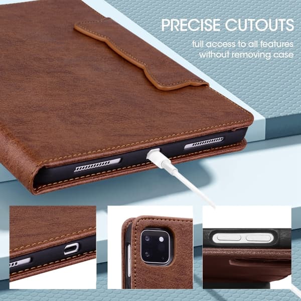 Samsung Galaxy Tab A9+ / A11+ Cat Buckle Läderfodral Brun