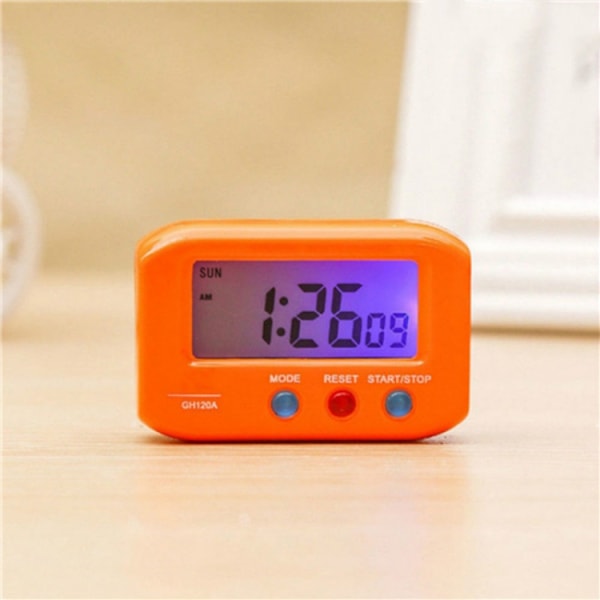 Bärbar fickstorlek digital elektronisk resealarmklocka Bilar Elektronisk Luminous Stoppur LCD-klocka (Gul)