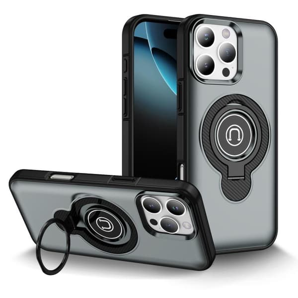 iPhone 16 Pro Ring Holder Magnetisk Skal Grå