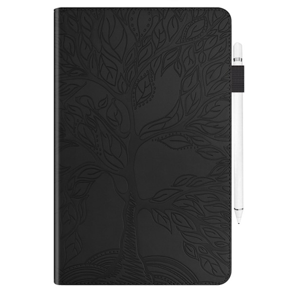 Samsung Galaxy Tab S9 / S9 FE Skal i Läder - Life Tree Series Horisontell Flip Svart