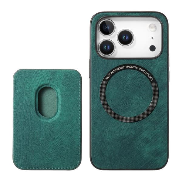 iPhone 18 Pro / iPhone 17 Pro Retro Läderkortväska Magnetisk Skal Grön