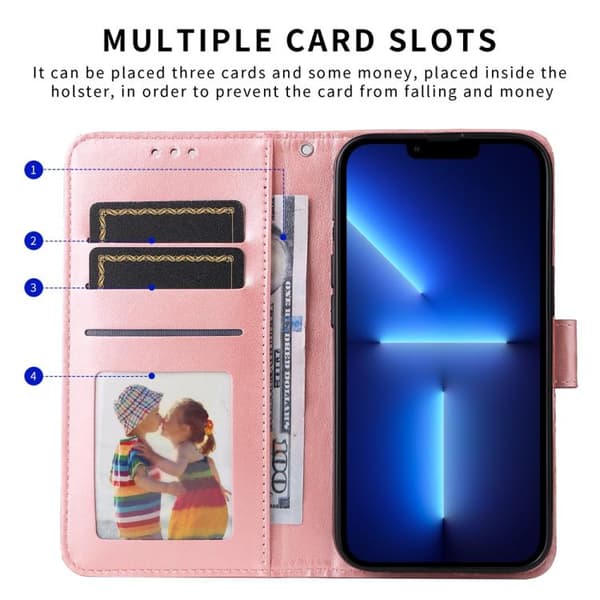 Redmi K80 - Prägad Solros Läderfodral Roséguld
