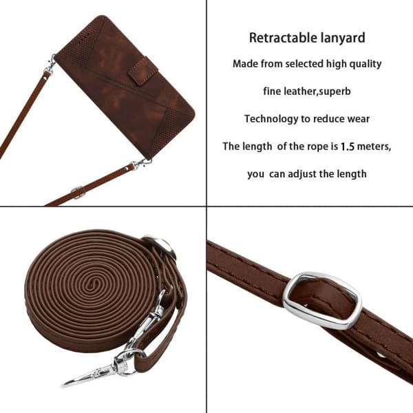 iPhone 18 Pro Max / iPhone 17 Pro Max Skal Läderfodral med Lanyard - Drömtriangel Brun