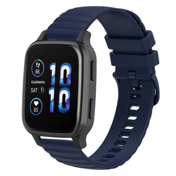För Garmin Forerunner Sq2 20 mm vågigt prickmönster i enfärgad watch Navy Blue