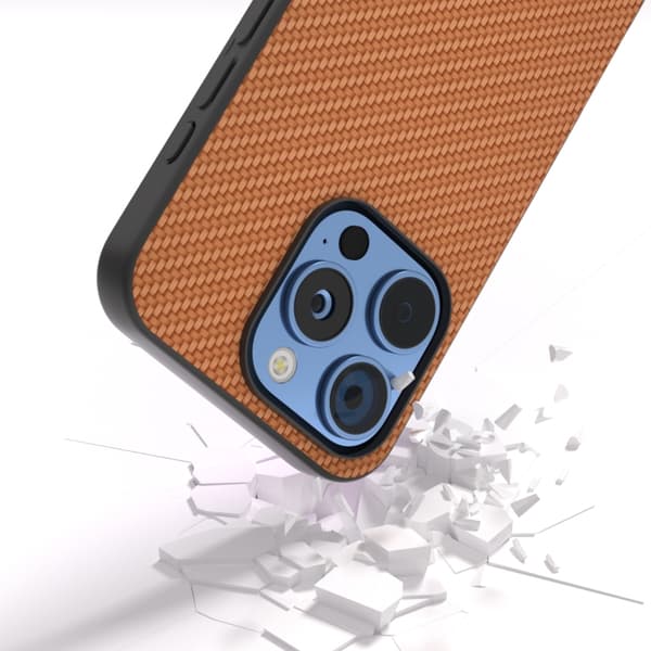 iPhone 16 Pro Max Skal med Kolfibertextur - Skyddande Mobilskal Ljusbrun