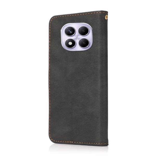 Redmi Note 14 Pro 4G - Dubbelfärgad Sömmad Läderfodral Svart brun