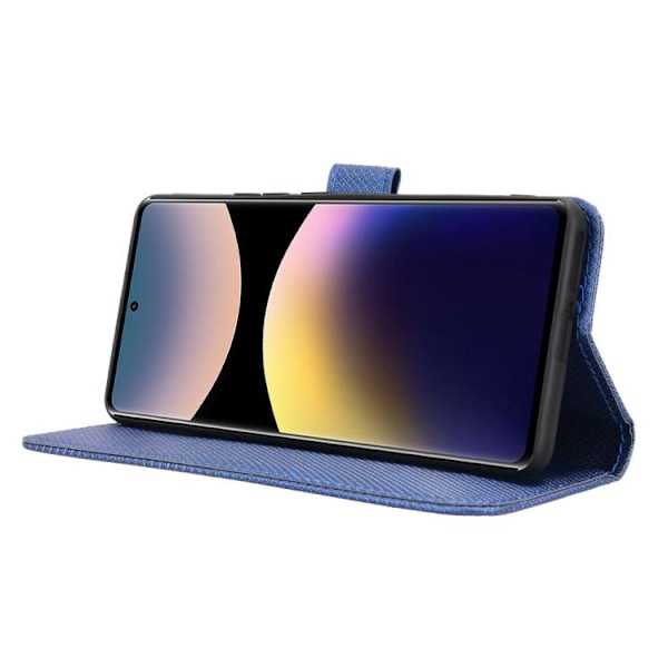 Redmi Note 14 Pro 4G - Diamanttexturerat Läderfodral Blå