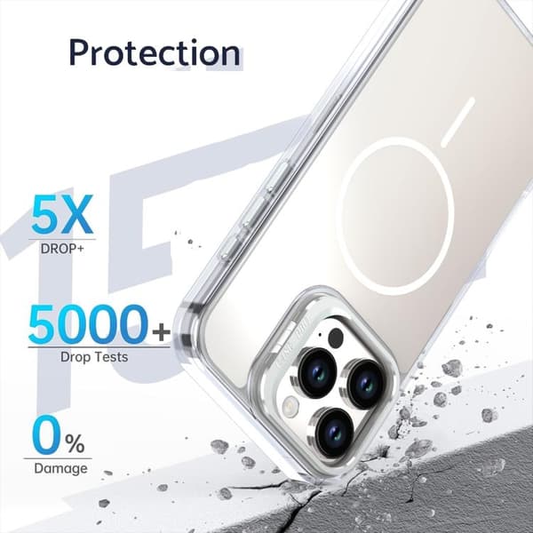 iPhone 16 Pro Gradient Discolor Lens Kickstand Magsafe Skal Vit