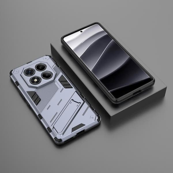 Redmi Note 14 Pro 4G - Punk Armor 2 i 1 PC + TPU Mobilskal med Ställning Grå