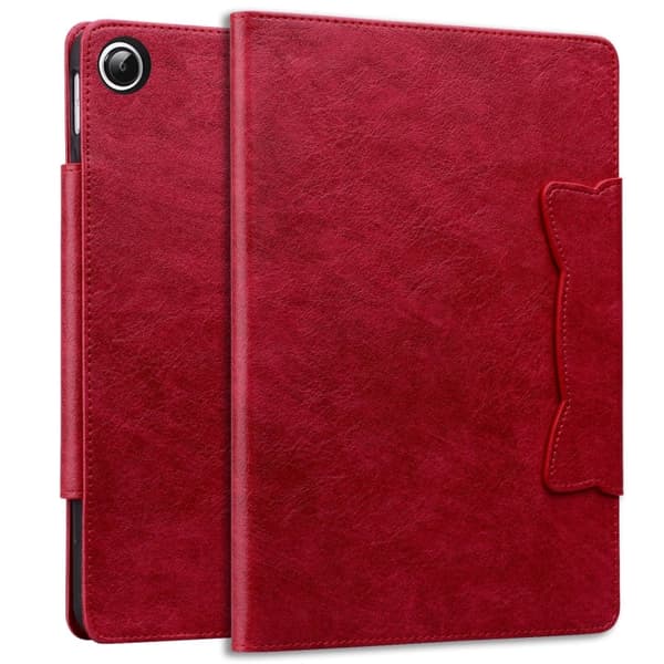 Samsung Galaxy Tab A9+ / A11+ Cat Buckle Läderfodral Röd
