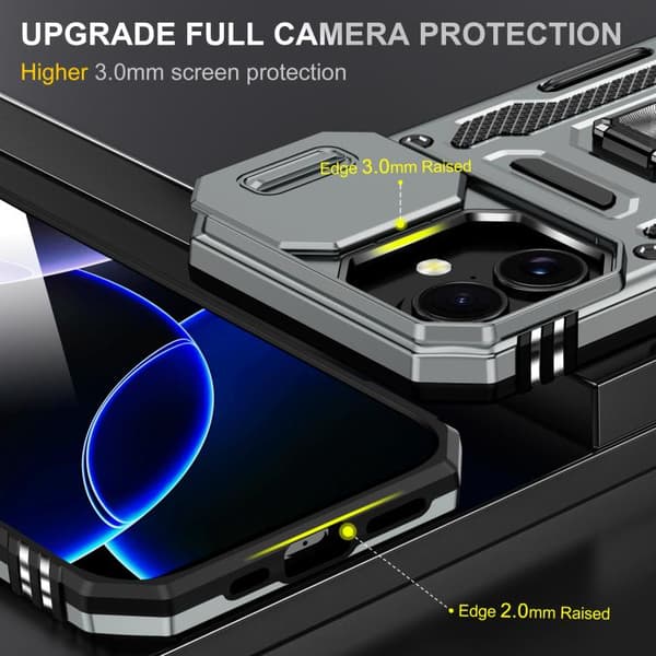 iPhone 17 Skal med Armor PC + TPU Kameraskydd Grå