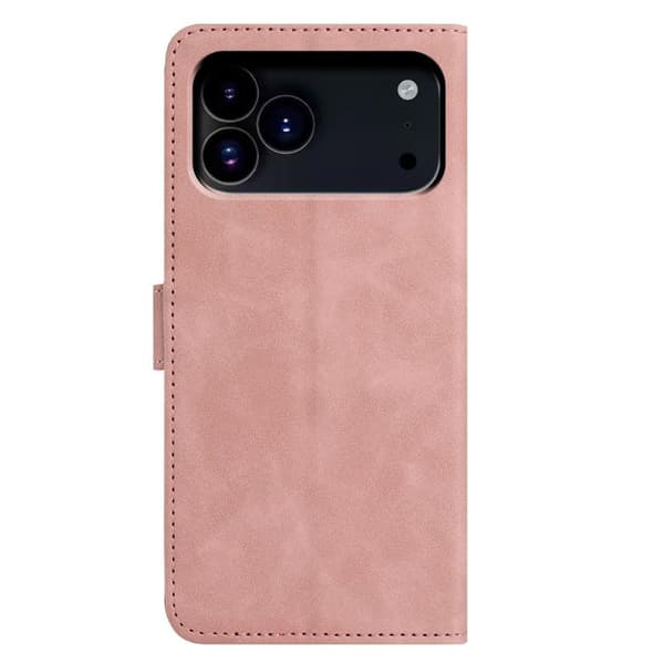 iPhone 18 Pro Max / iPhone 17 Pro Max Skal läderfodral med månbelyst fjärilsdansmönster Rosa
