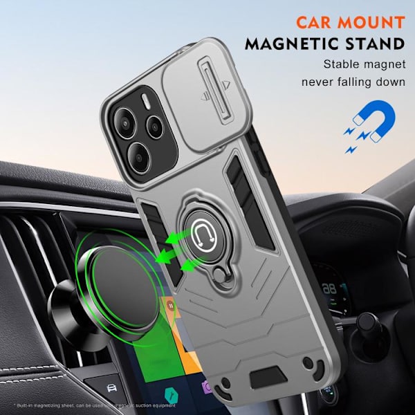Redmi Note 14 4G - Camshield Ring Holder fodral Grå