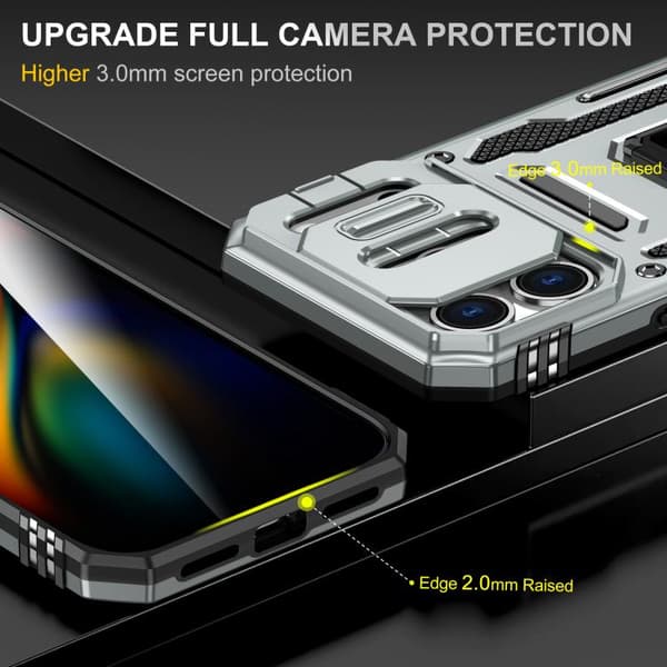 iPhone 18 Pro / iPhone 17 Pro Skal med Armor PC + TPU Kameraskydd Grå