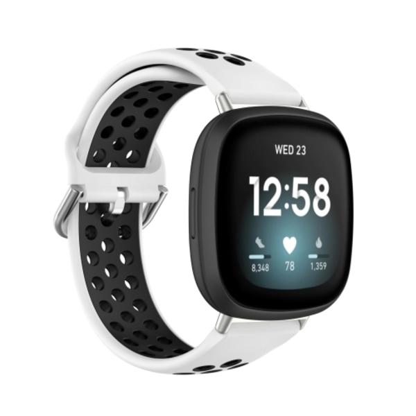 För Fitbit Versa 4 / Sense 2 Dual Colour Silicone Watch Band White Black