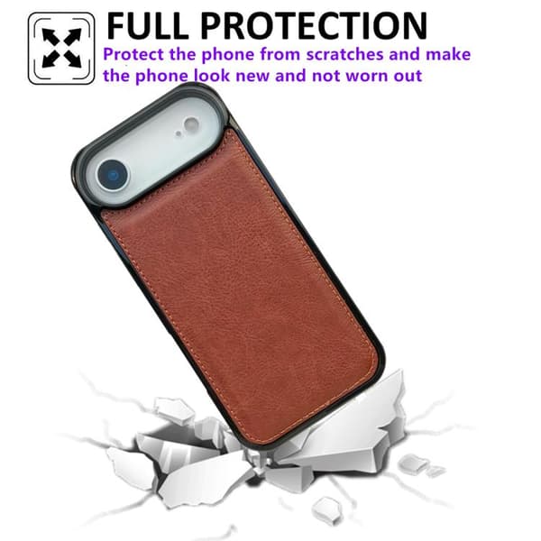 iPhone 17 Air Skal - äkta läder med textur Brun