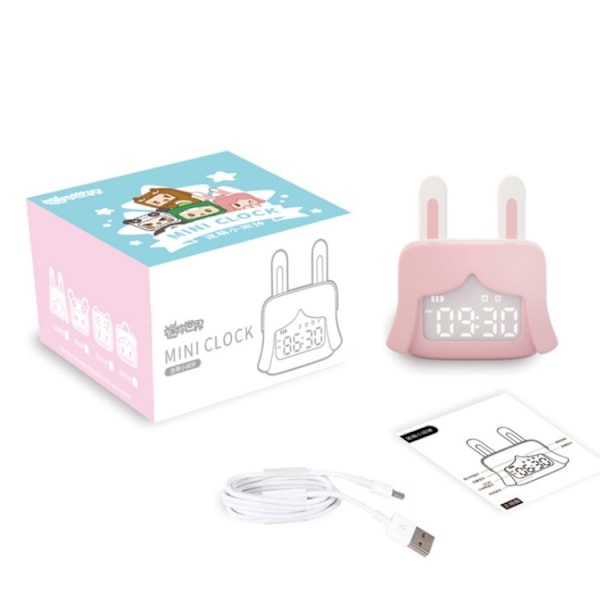 Cartoon Mini Smart Alarmklocka USB Uppladdningsbar Barn Sängbord Kul Med Sovande Klocka(Mushed Green)