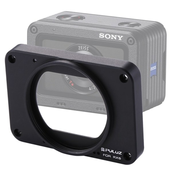 Frontpanel i aluminiumlegering + 37 mm UV-filterlins + objektivsolskenor för Sony RX0 / RX0 II, med skruvar och skruvmejslar Svart