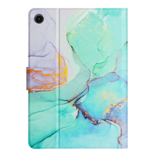Samsung Galaxy Tab A8 Marble Mönster Smart Läderfodral Grön
